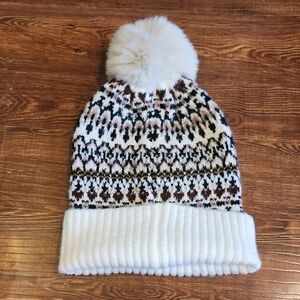 Sonoma Knit Beanie with Pom Pom - Cream, Brown, Black